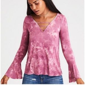 American Eagle Long Sleeve Tie Dye Soft and Sexy Top Size Small